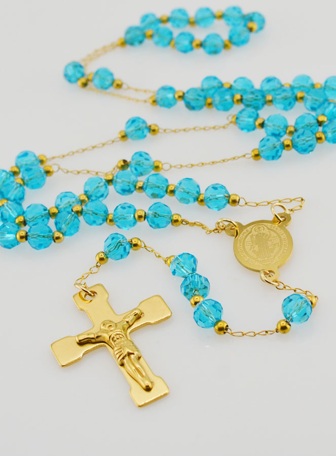 Chapelet Médaille de Saint Benoît en Inox - Turquoise (pic 2)