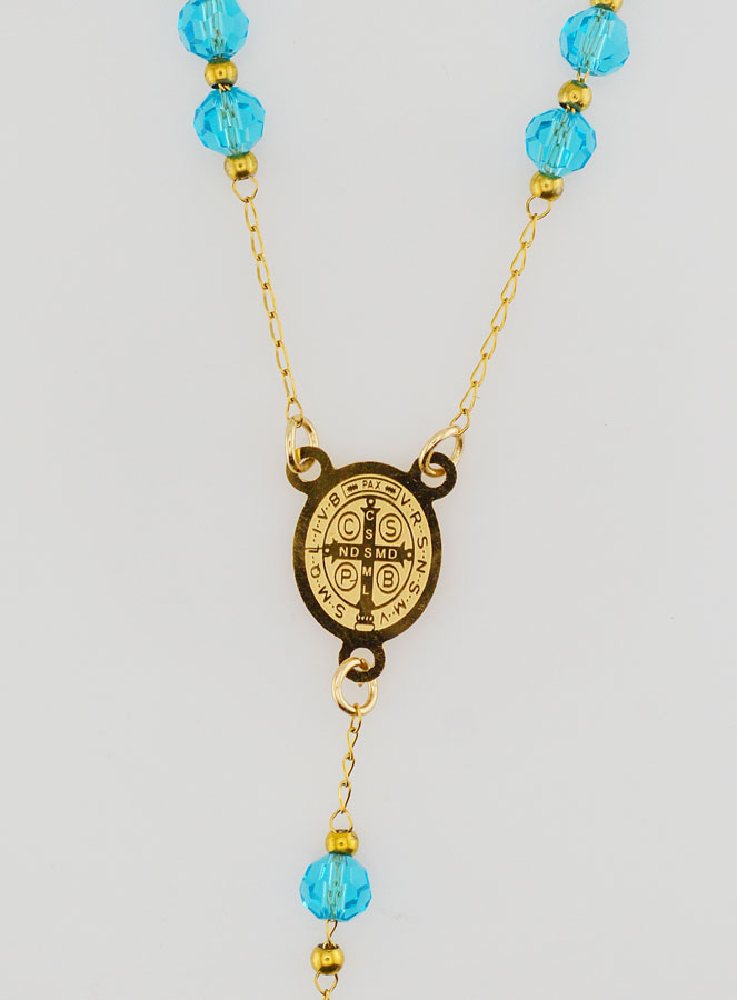 Chapelet Médaille de Saint Benoît en Inox - Turquoise (pic 4)