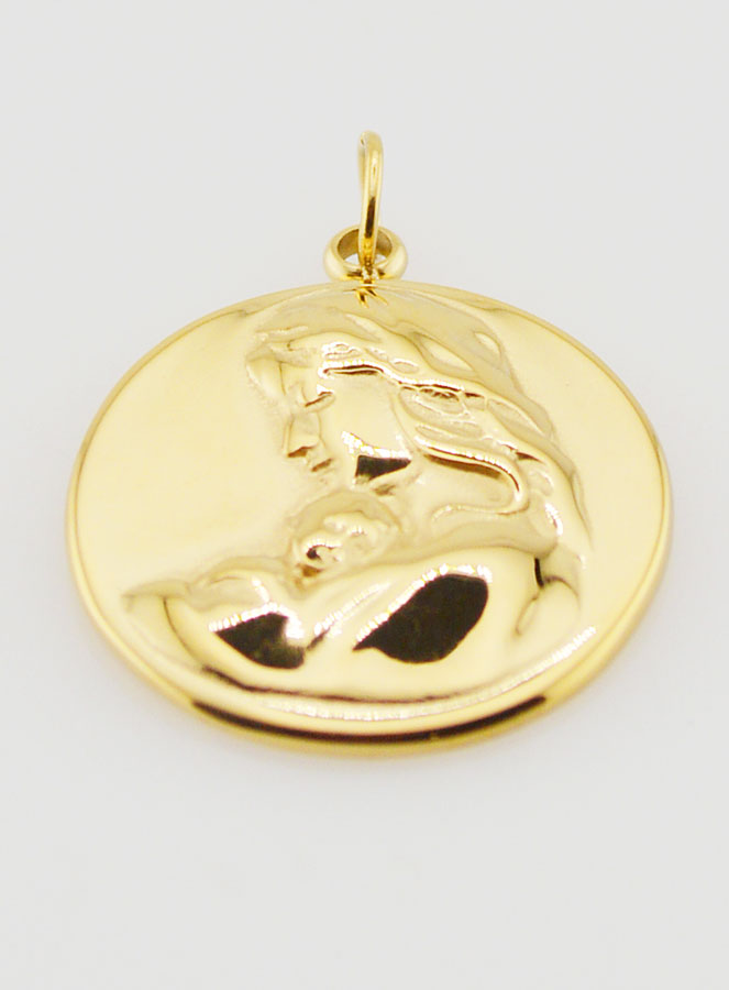 Médaille Vierge à l'Enfant Inox Doré - 20mm (pic 2)