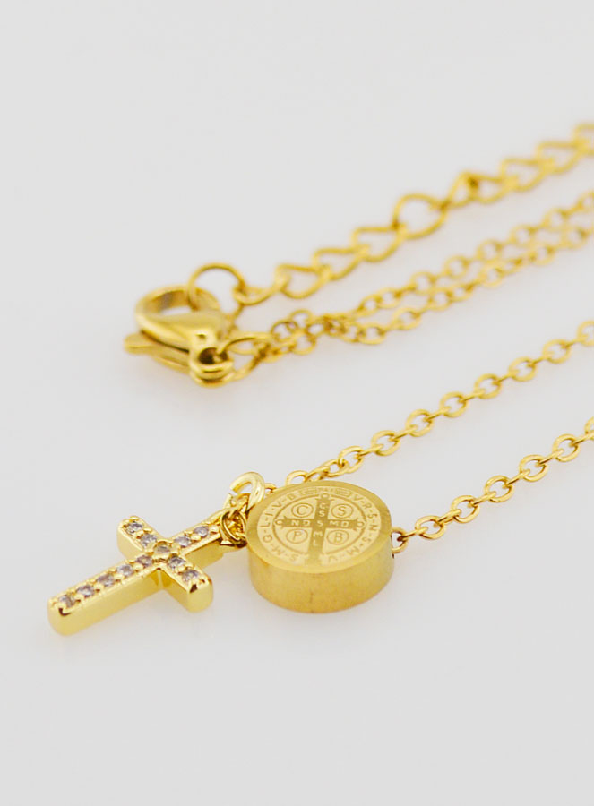 Collier de Protection Médaille Saint Benoît & Croix (pic 1)