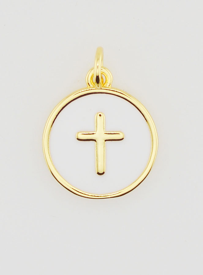 Médaille Croix Émaillée - Blanc (pic 1)