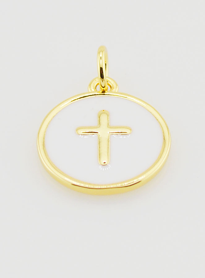 Médaille Croix Émaillée - Blanc (pic 2)