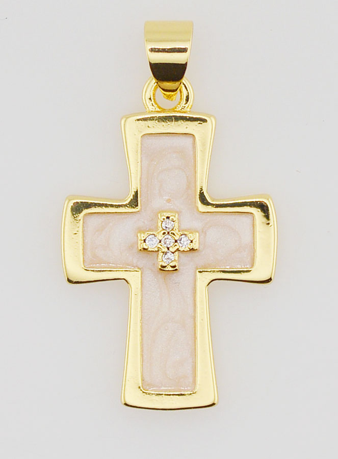 Pendentif Croix Nacre - 20mm (pic 1)