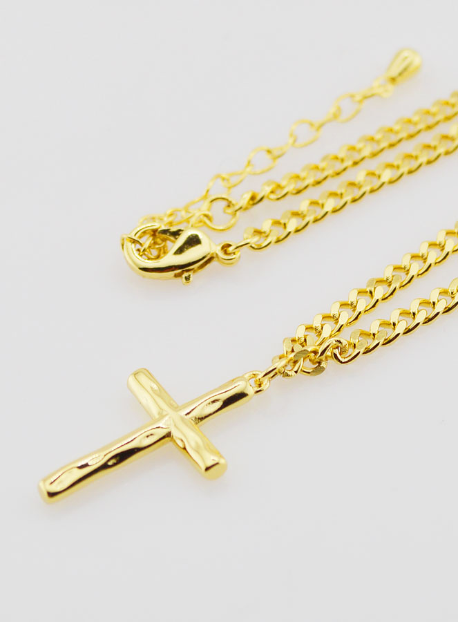 Collier Religieux Croix Martelée - Doré (pic 1)