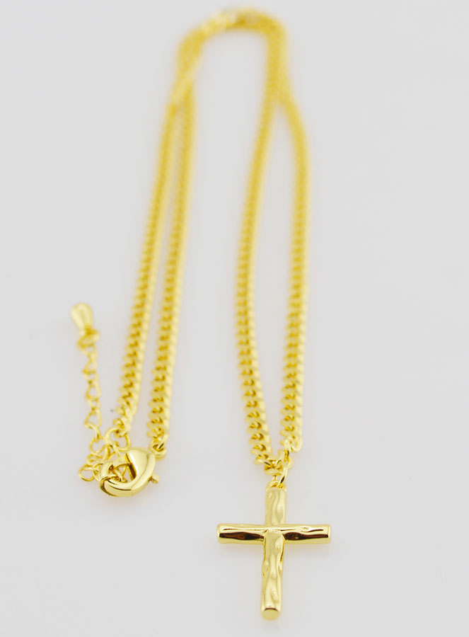 Collier Religieux Croix Martelée - Doré (pic 3)