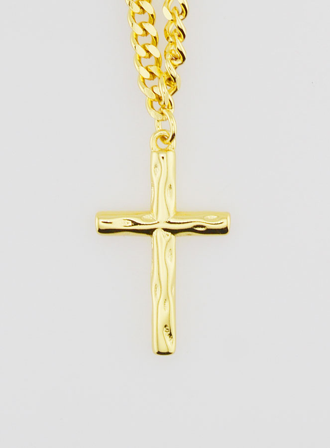 Collier Religieux Croix Martelée - Doré (pic 4)