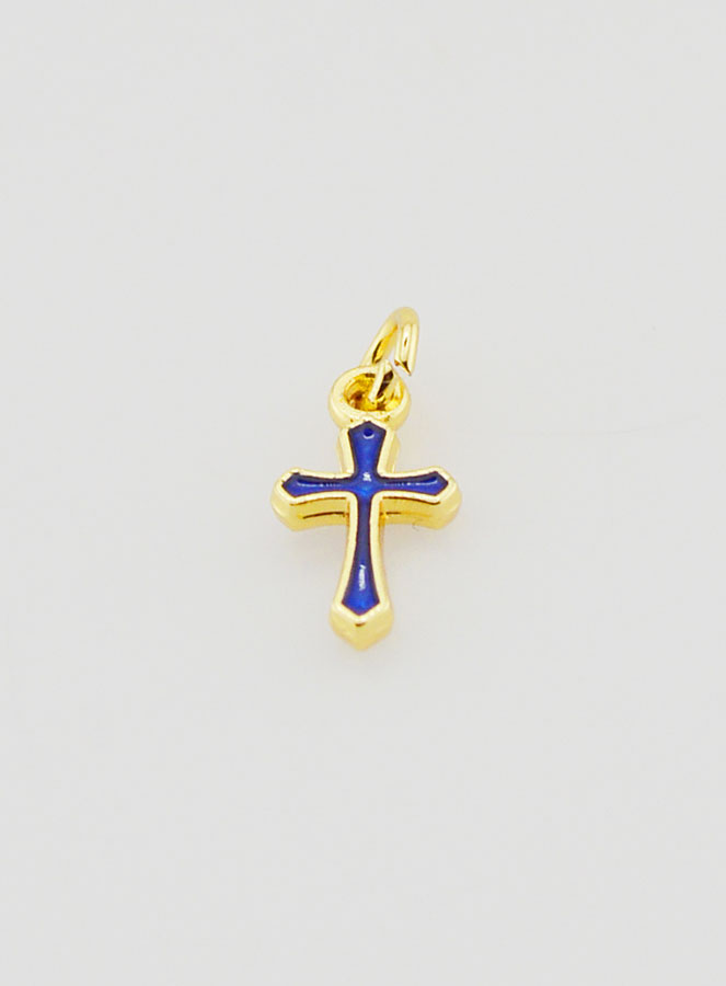 Pendentif Croix Breloque 10mm - Marine (pic 2)