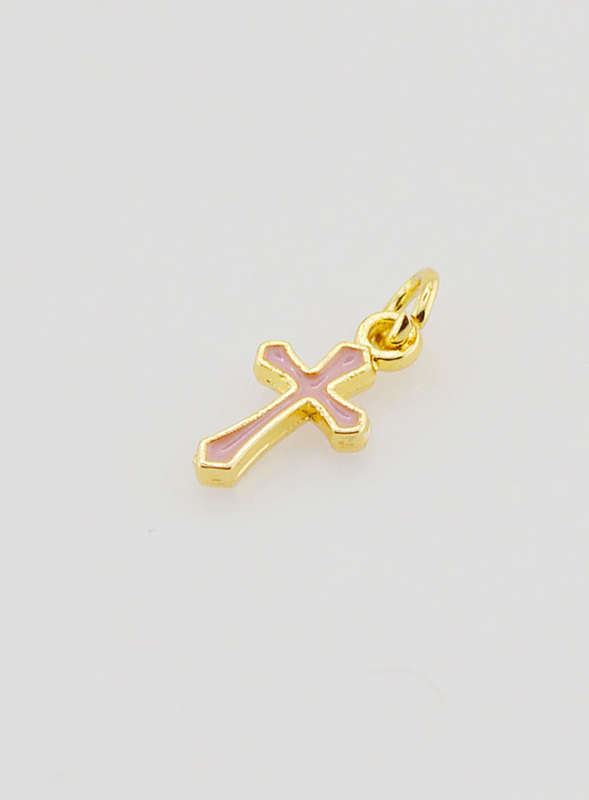 Pendentif Croix Breloque 10mm - Rose (pic 4)