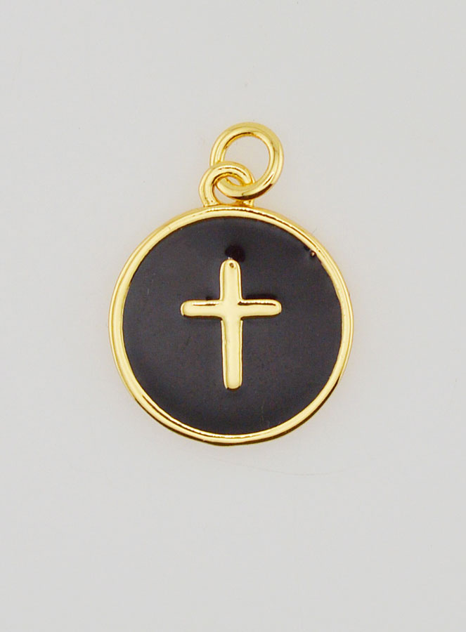 Médaille Croix - Émail Noir (pic 1)