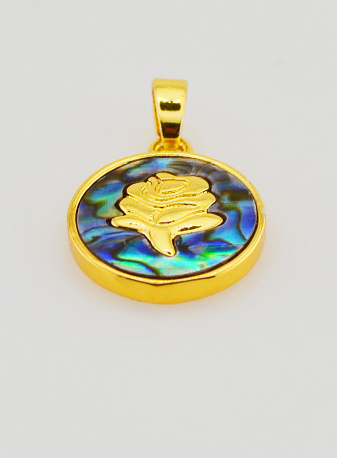 Médaille Rose en Ormeau - 14mm (pic 2)
