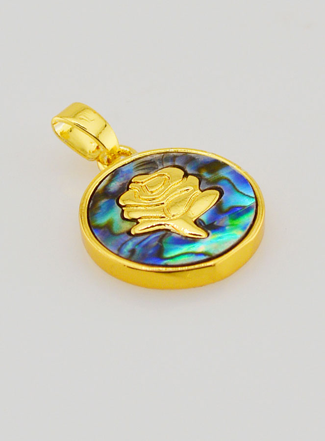 Médaille Rose en Ormeau - 14mm (pic 3)
