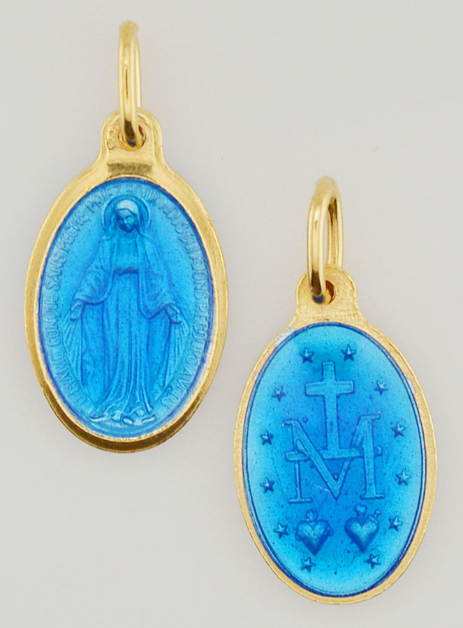Médaille Miraculeuse en Argent Doré & Émail - 17mm (pic 1)