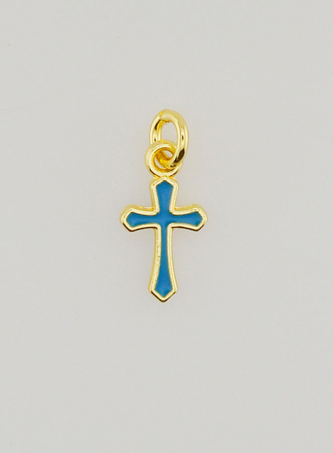 Pendentif Croix Breloque 10mm - Bleu (pic 1)