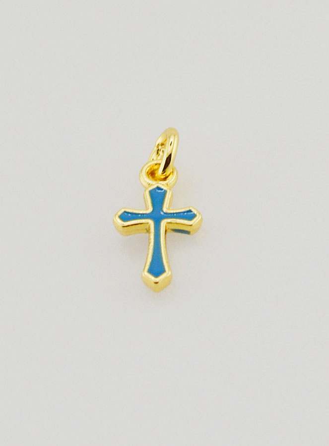 Pendentif Croix Breloque 10mm - Bleu (pic 2)