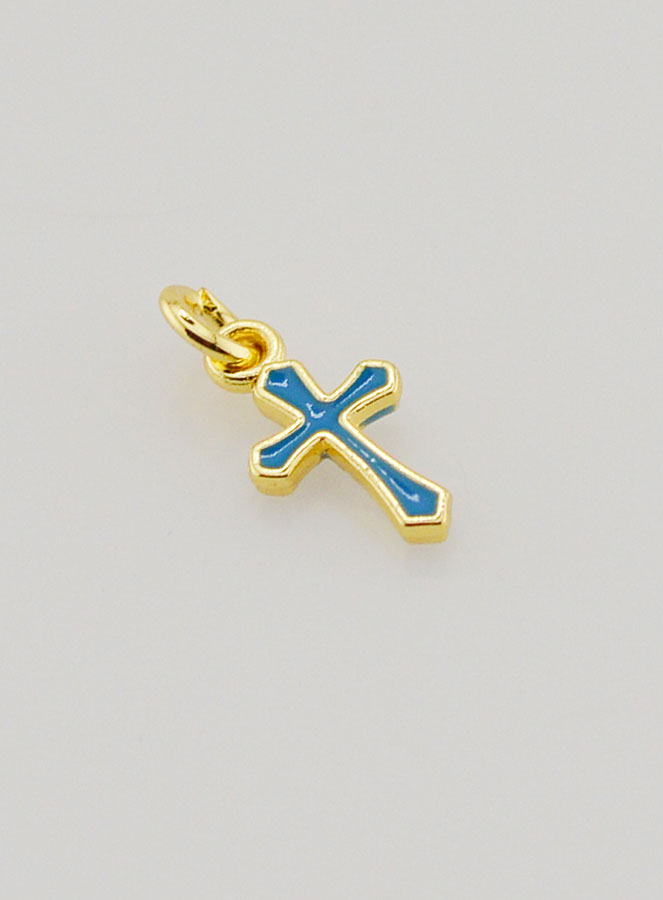 Pendentif Croix Breloque 10mm - Bleu (pic 3)