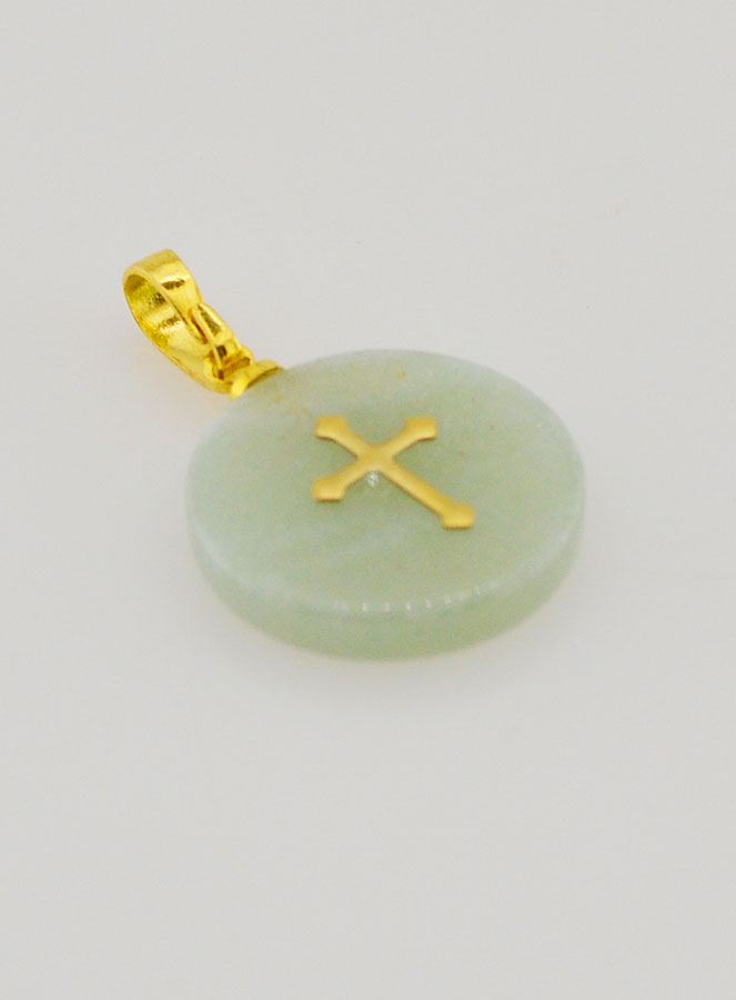 Médaille Translucide Avec Croix - Vert (pic 3)