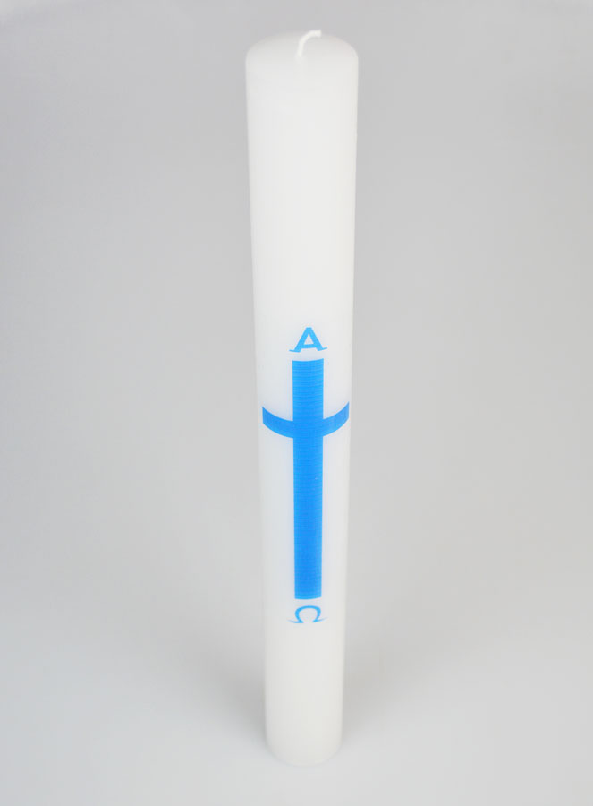 Cierge de Procession Alpha Omega 40cm - Bleu (pic 2)
