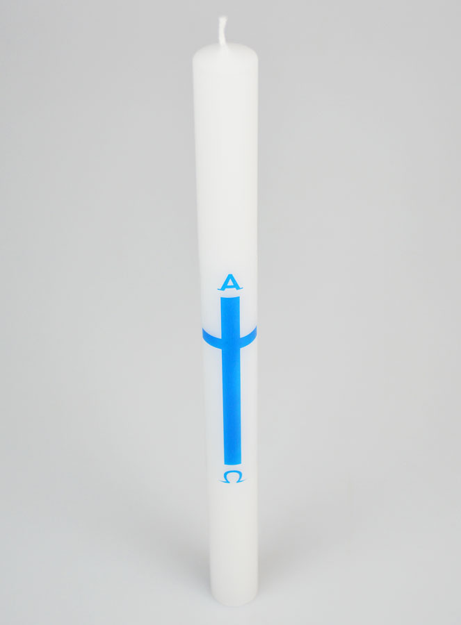Cierge de Procession Alpha Omega 34cm - Bleu (pic 2)