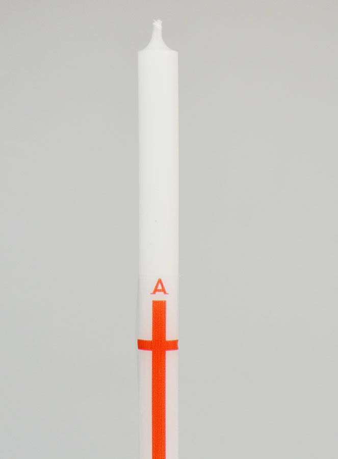 Cierge de Procession Alpha Omega 29cm - Rouge (pic 3)