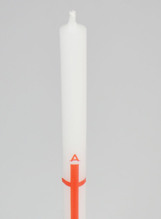 Cierge de Procession Alpha Omega 29cm - Rouge (pic 4)