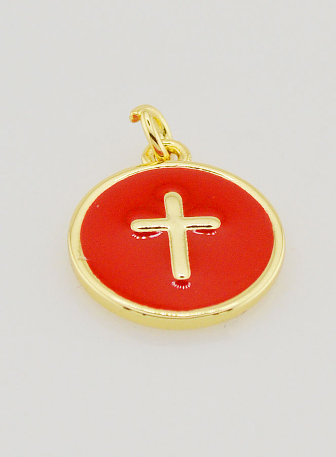 Médaille Croix - Émail Rouge (pic 2)