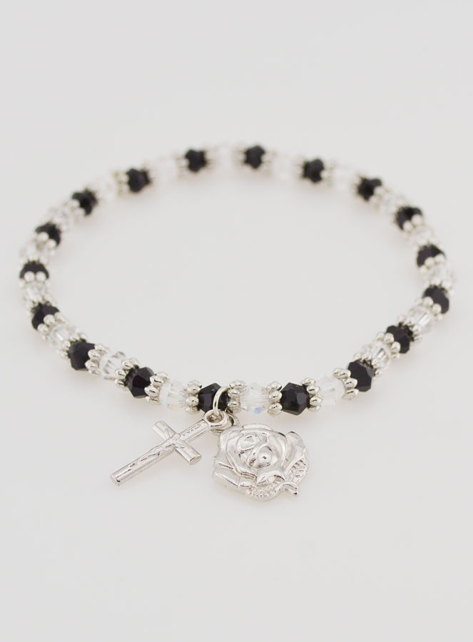 Bracelet Religieux Perles Noires & Transparentes (pic 2)
