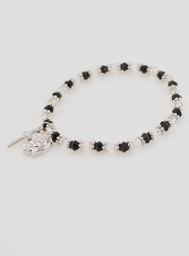 Bracelet Religieux Perles Noires & Transparentes (pic 4)