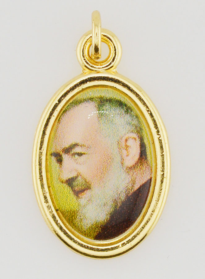 Médaille Saint Padre Pio Dorée - 25mm (pic 1)