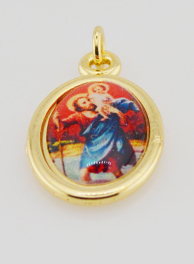 Médaille Saint Christophe Dorée - 25mm (pic 2)