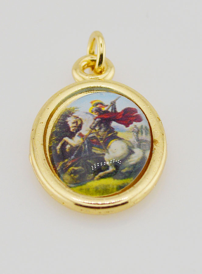Médaille Saint Georges Dorée - 25mm (pic 2)