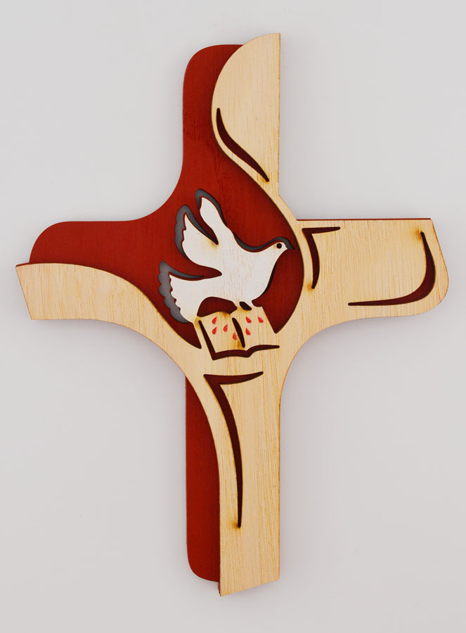 Croix du Saint Esprit Bois Bicolore - 16cm (pic 1)