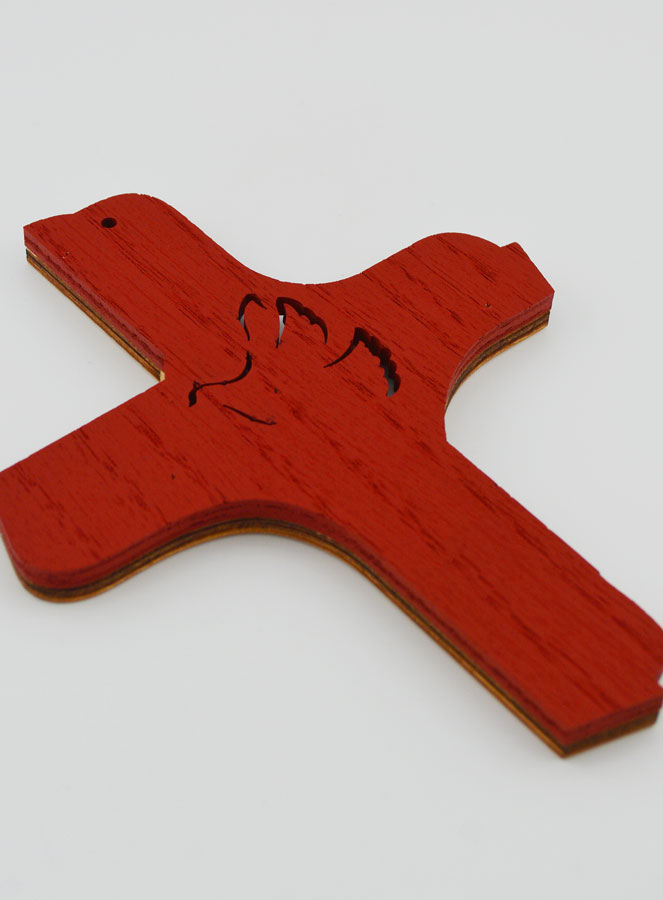 Croix du Saint Esprit Bois Bicolore - 16cm (pic 4)
