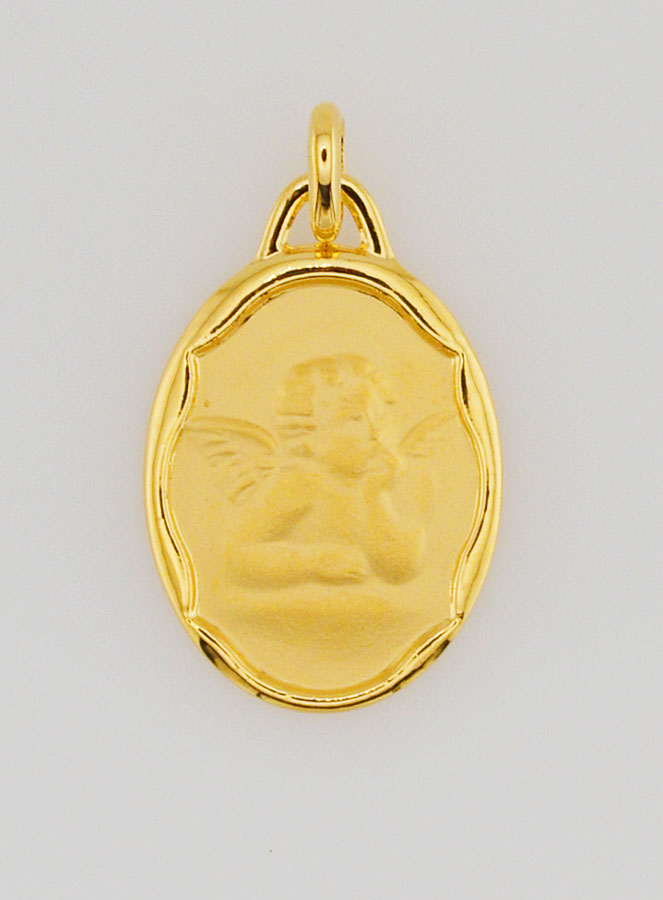 Médaille Ange Gardien en Plaqué Or - 20mm (pic 1)