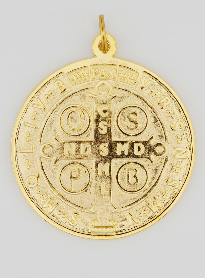 Grande Médaille de Saint Benoit Doré - 9.7cm (pic 2)