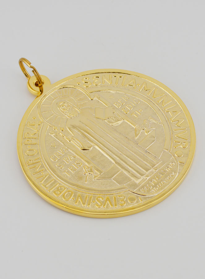 Grande Médaille de Saint Benoit Doré - 9.7cm (pic 3)