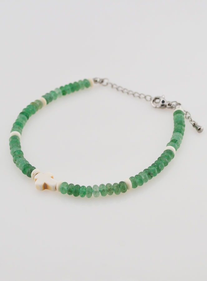 Bracelet Croix et Pierres en Verre Vert (pic 3)