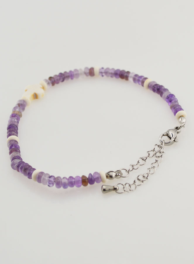 Bracelet Croix et Pierres en Verre Violet (pic 4)