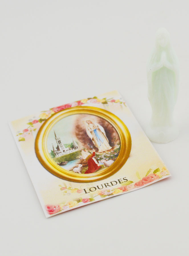 Statue Vierge de Lourdes Fluo Avec Carte - 8cm (pic 1)