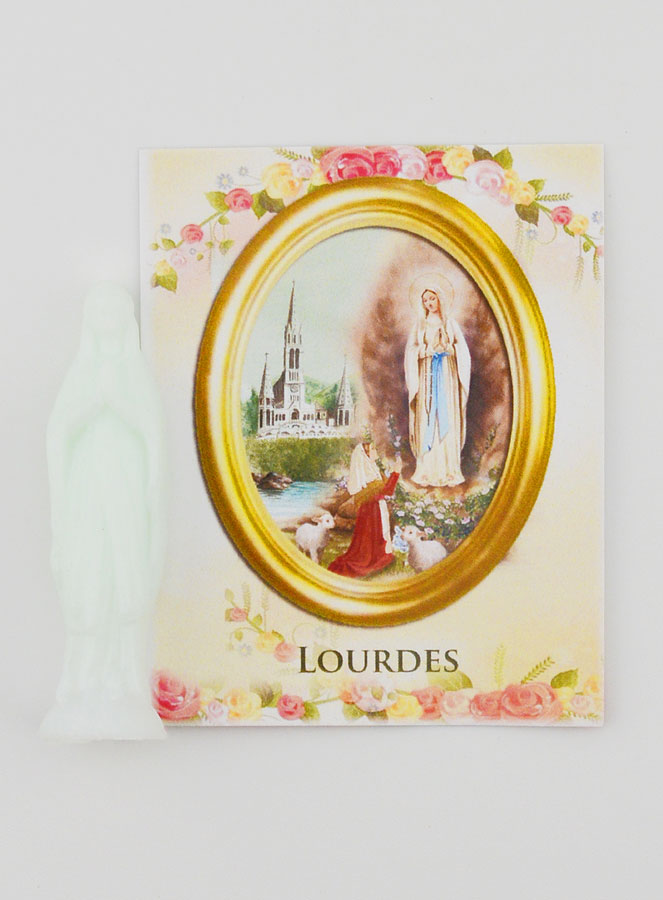 Statue Vierge de Lourdes Fluo Avec Carte - 8cm (pic 4)