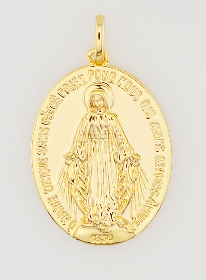 Médaille Miraculeuse Finition Or 18k - 14mm (pic 3)