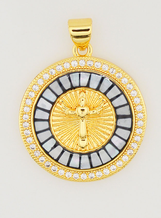 Médaille Croix & Émail Noir - 22mm (pic 1)
