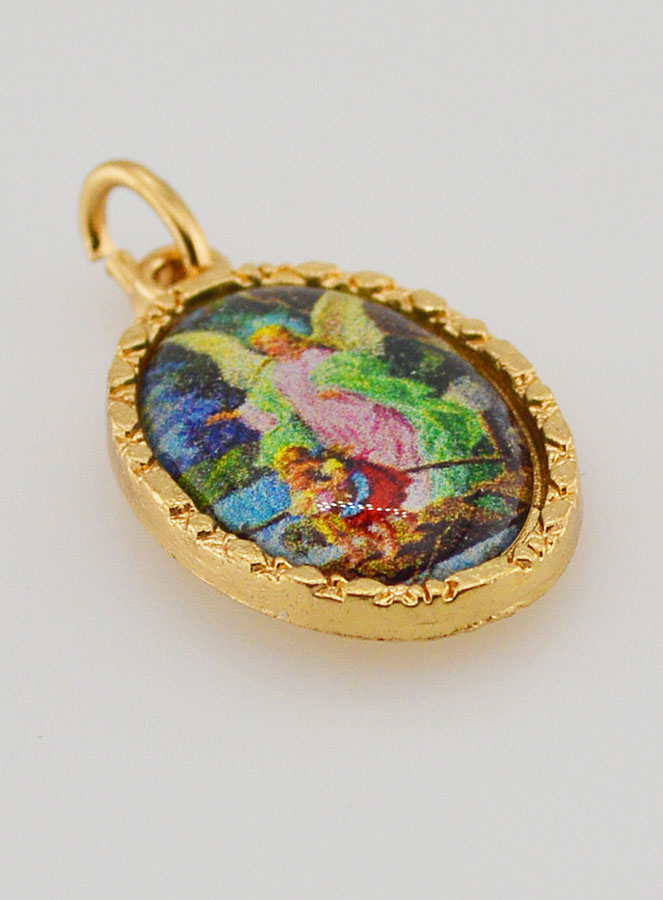 Médaille Bord Torsadé 25mm - Ange Gardien (pic 3)