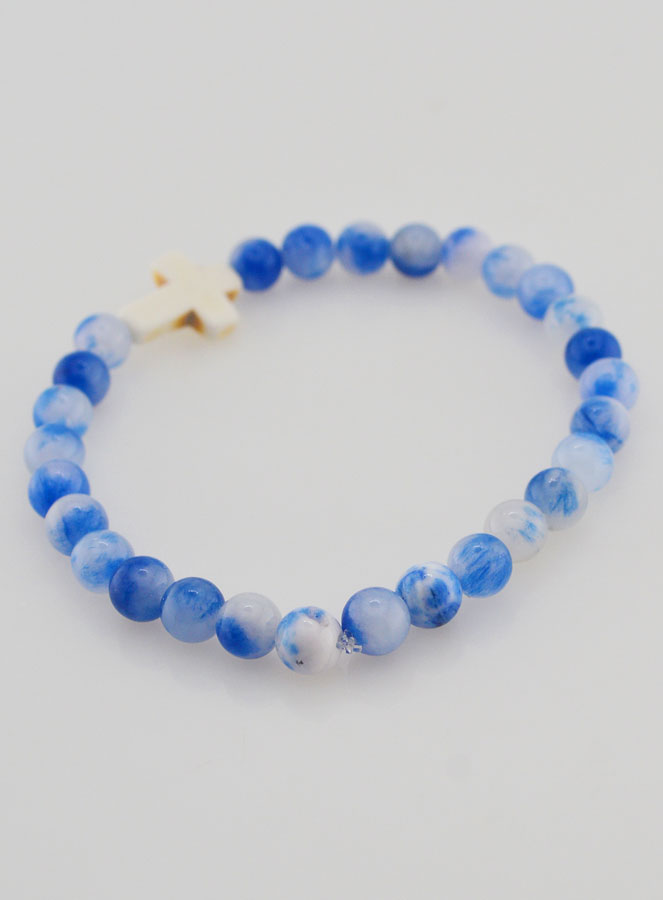 Bracelet Religieux Avec Croix - Jade Bleu (pic 4)