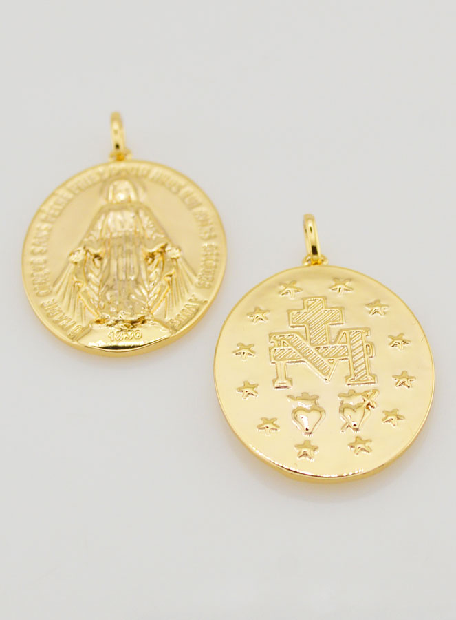 Médaille Miraculeuse Finition Or 18k - 30mm (pic 2)