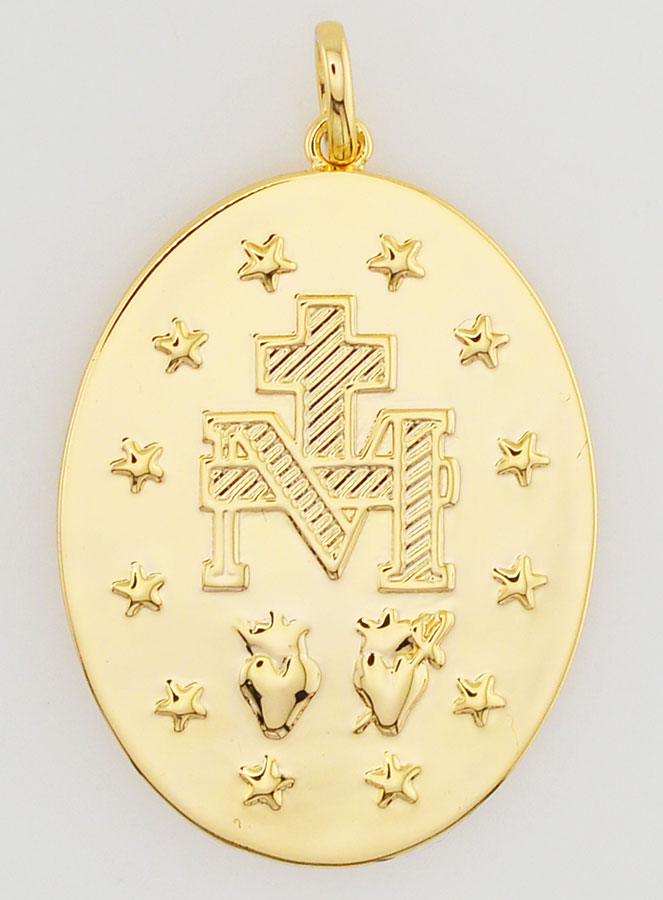 Médaille Miraculeuse Finition Or 18k - 30mm (pic 4)