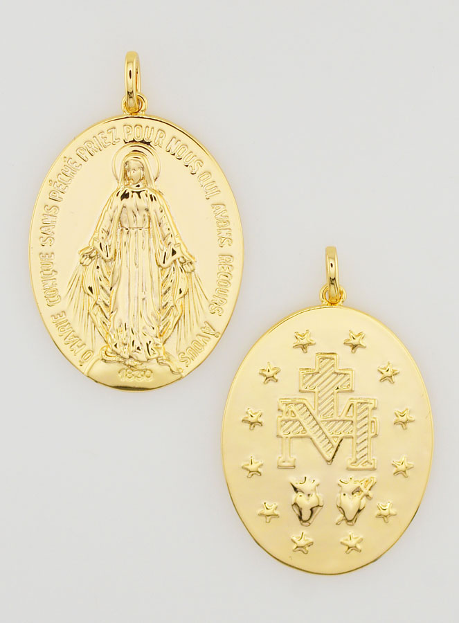 Médaille Miraculeuse Finition Or 18k - 28mm (pic 1)