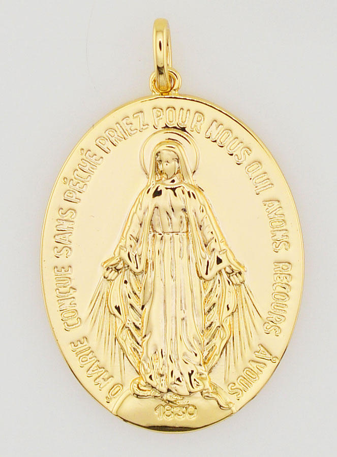 Médaille Miraculeuse Finition Or 18k - 28mm (pic 3)