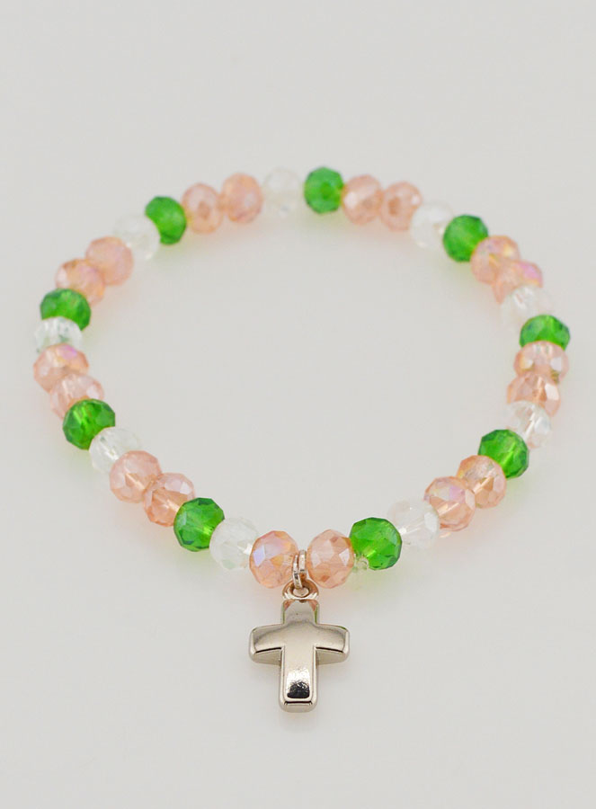 Bracelet Avec Croix - Perles Verre Multicolores (pic 2)