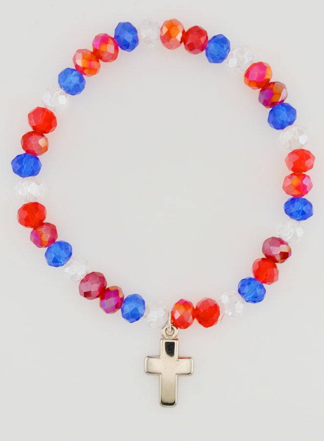 Bracelet Avec Croix - Bleu Blanc Rouge (pic 1)