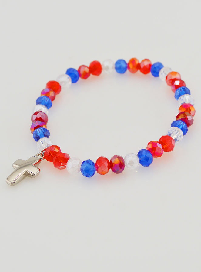 Bracelet Avec Croix - Bleu Blanc Rouge (pic 3)